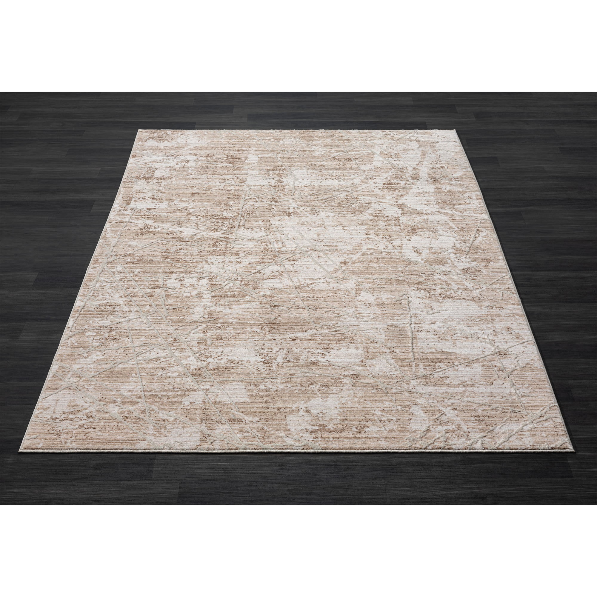 Laddha Home Designs 4' x 6' Loomed Abstract Striped Rectangular Area Throw Rug - Beige and Cream
