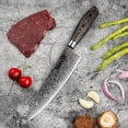 thumbnail image 6 of Max K 6 Pcs Knife Set with Pakka Handle & Bonus Knife Stand - Cutting Kitchen Utensil with Razor Sharp Blade and 67 Layers of Forged Steel - Slicing, Dicing, Chopping Meat, Vegetables, Fruit, 6 of 9