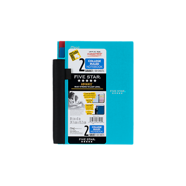 Five Star Advance 2 Subject Notebook, Teal