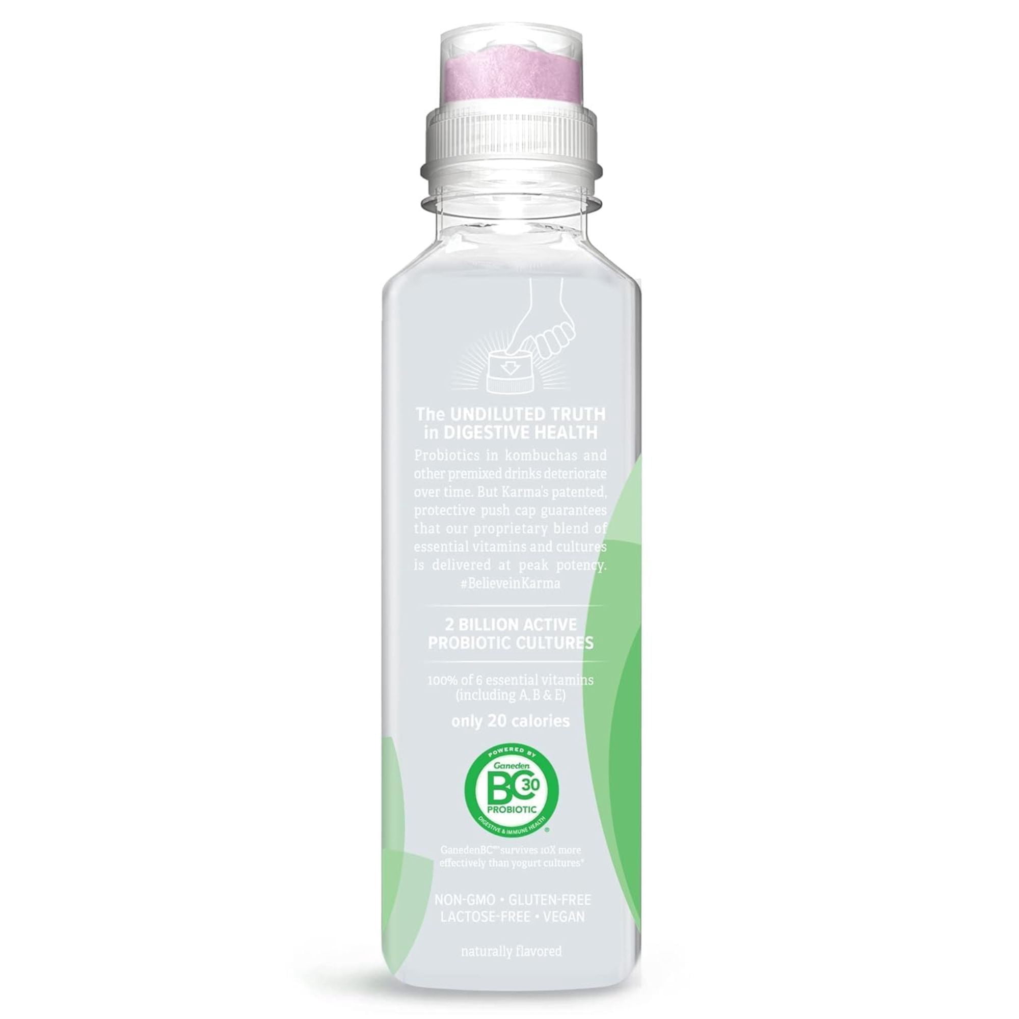 Karma Probiotic Water 12‑Bottle Variety Pack – 4 Flavors – Push‑Cap Vitamins, 2 Billion Cultures, 18 fl oz Bottles