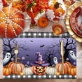 thumbnail image 2 of Halloween Placemats Set of 4 Grimace Pumpkin Place Mats Fall Placemat Trees Bat Candy Witch Hat Ghost Purple Table Mats for Dining Kitchen Table Holiday Dinner Party Home Decorations 13x19 Inch, 2 of 8