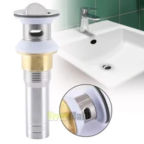 1Pc Bathroom Sink Drain Brushed Nickel Vessel Basin Stopper With Overflow Parts