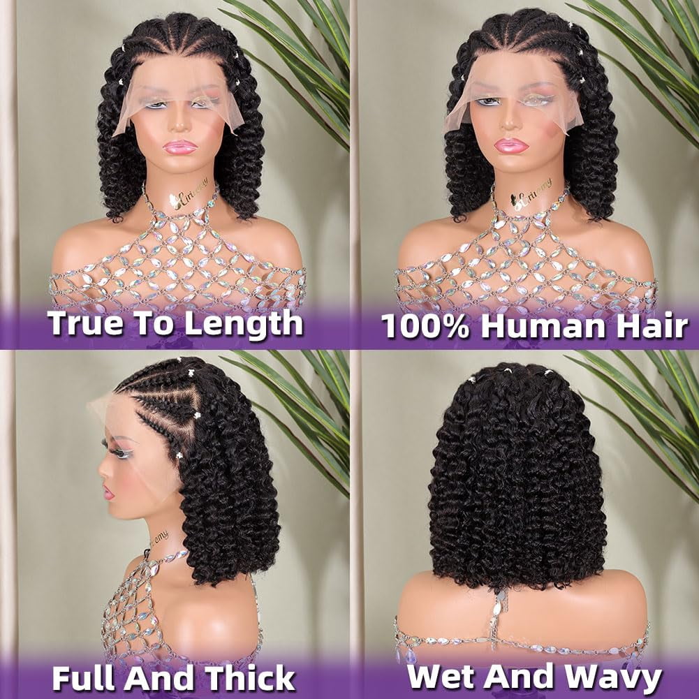 Curly Bob Wig Synthetic Wig Deep Wave 13x6 HD Lace Front Wigs For Black Women Hair Pre Plucked Wear And Go Glueless Short Wet And Wavy Chocolate Brown 12 Inch
