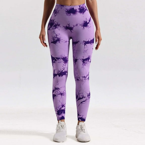 Nuoqisi Tie Dye Seamless High Waisted Workout Leggings for Women Scrunch Butt Lifting Yoga Gym Athletic Pants
