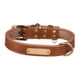 thumbnail image 5 of Collar para perro personalizado, etiqueta de identificación grabada, ajustable, de cuero sintético, con placa de identificación grabable, collar con e Marrón L, 5 of 8