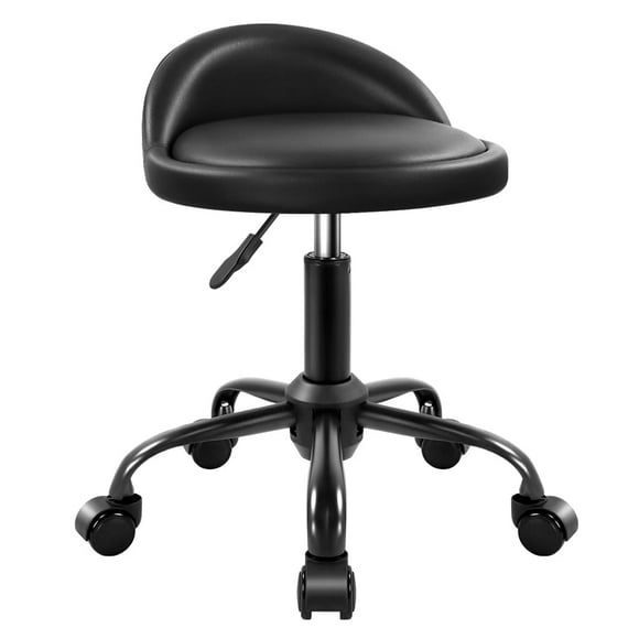 Taburete rodante KKTONER de altura ajustable con respaldo de piel sintética
