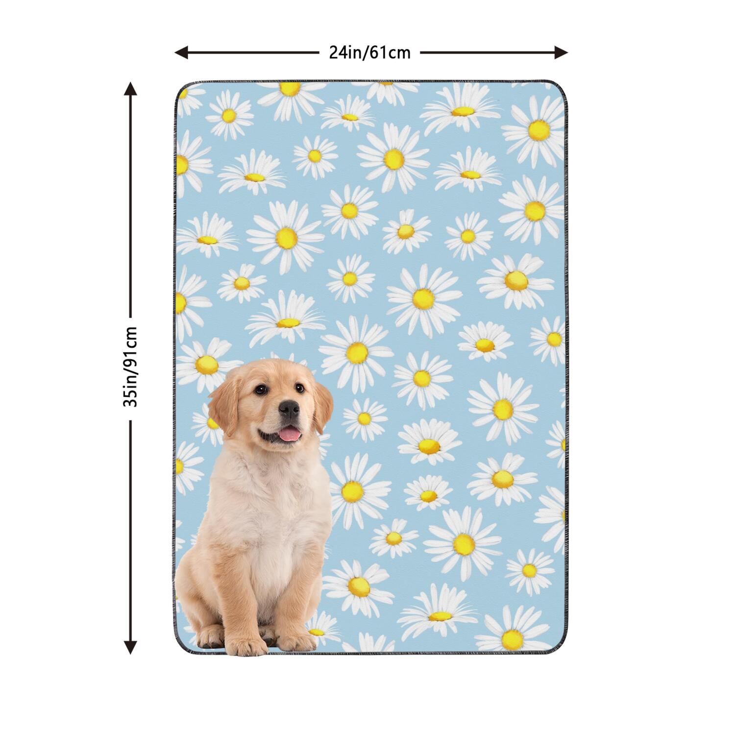 2-Set Floral Print Reusable Potty Pads, Washable Dog Training Mats 24x35 Inch, Non-Slip Puppy House Training Solution for Crate Areas