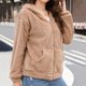 thumbnail image 4 of Chaquetas y abrigos casuales de manga larga con capucha para mujer, con capucha, de un solo pecho, de manga larga, de color liso, de felpa de doble cara, chaqueta casual de manga larga con capucha, su, 4 of 6