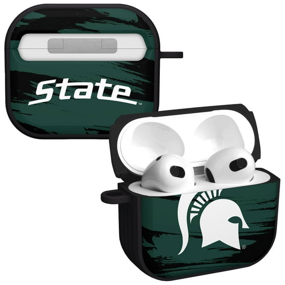 Michigan State Spartans Paint Stripe HDX Case Cover Compatible with Apple AirPods Gen 3 by Affinity Bands