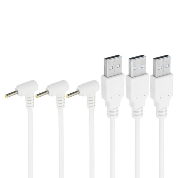 Unique Bargains 3Ft USB to DC 2.5x0.7mm Barrel Jack Power Cord, 3 Pcs 24AWG Wire Adapter Connector Charging Cord, White