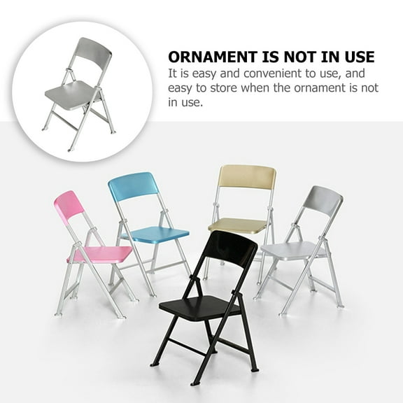 OATIPHO miniature dollhouse furniture and accessories Mini Folding Chair Silver 1Pack