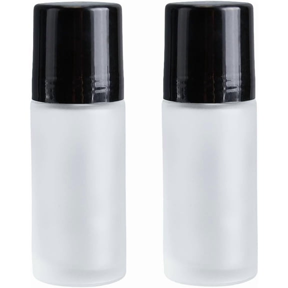 2Pcs 50ml Essential Oil Roller Bottles Frosted Glass Roller Bottles Empty Reusable Deodorant Bottle Roll-on Containers Leak-Proof Refillable Small Travel Container