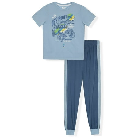 Sleep On It Boys 2-Piece Short-Sleeve Jersey Pajama Pants Set - Outdoors , 6-7