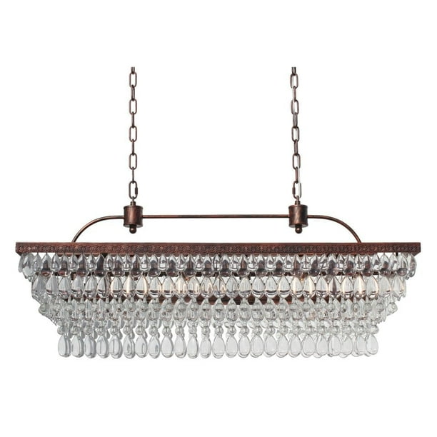 Lightupmyhome The Weston 40 Inch Rectangular Glass Drop Chandelier Oil Rubbed Bronze Com Lightupmyhome The Weston 40 Inch, Lightupmyhome Weston Rectangular Glass Drop Crystal Chandelier Antique Brass