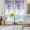 thumbnail image 6 of Purple Eucalyptus Leaves Swag Curtains for Kitchen/Bedroom/Living Room, Spring Summer Botanical Scalloped Curtains 63 Inch Long, Rod Pocket Window Swag Topper Curtains Valances 2 Panels Set 36"x63", 6 of 8