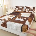 thumbnail image 3 of Homewish Country Farm Cowhide Twin Sheet Sets,Rustic Farmhouse Cabin Twin Fitted Sheet,Patchwork Cow Hide 03 For Men Women,Ultra Soft Home Decor,3-Piece, 3 of 7