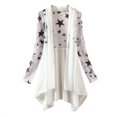 thumbnail image 5 of Chiffon Cardigan Ladies Print Floral / Stars Women's Shirts Summer Irregular Hem Long Sleeve Blusa Sunscreen Female Blouses, 5 of 6
