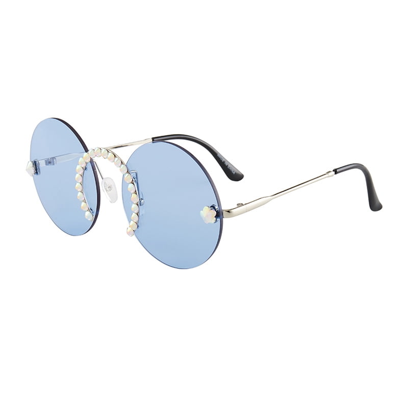 Round frameless crystal sunglasses