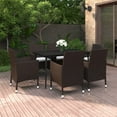 thumbnail image 1 of vidaXL 7 Piece Garden Dining Set with Cushions Poly Rattan and Glass, 1 of 4