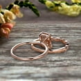 thumbnail image 2 of 2 Carat 7x5mm Emerald Cut Art Deco Morganite 10k Rose Gold Wedding Set Engagement Ring Anniversar Ring Surprisingly, 2 of 5