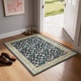 thumbnail image 5 of Toyoso 2'x3' Vintage Floral Area Rug, Midnight Navy & Rose Silicone Carpet, 0.25" Slim Machine Washable Indoor Mat, Low Pile Non-Slip Heritage Pattern Rug for Entryway, Laundry & Office, 5 of 9
