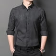 thumbnail image 2 of APEXFWDT Men's Striped Button-Down Dress Shirt Long Sleeve Collared Wrinkle-Resistant Shirt Business Casual Wear,L,Black, 2 of 3