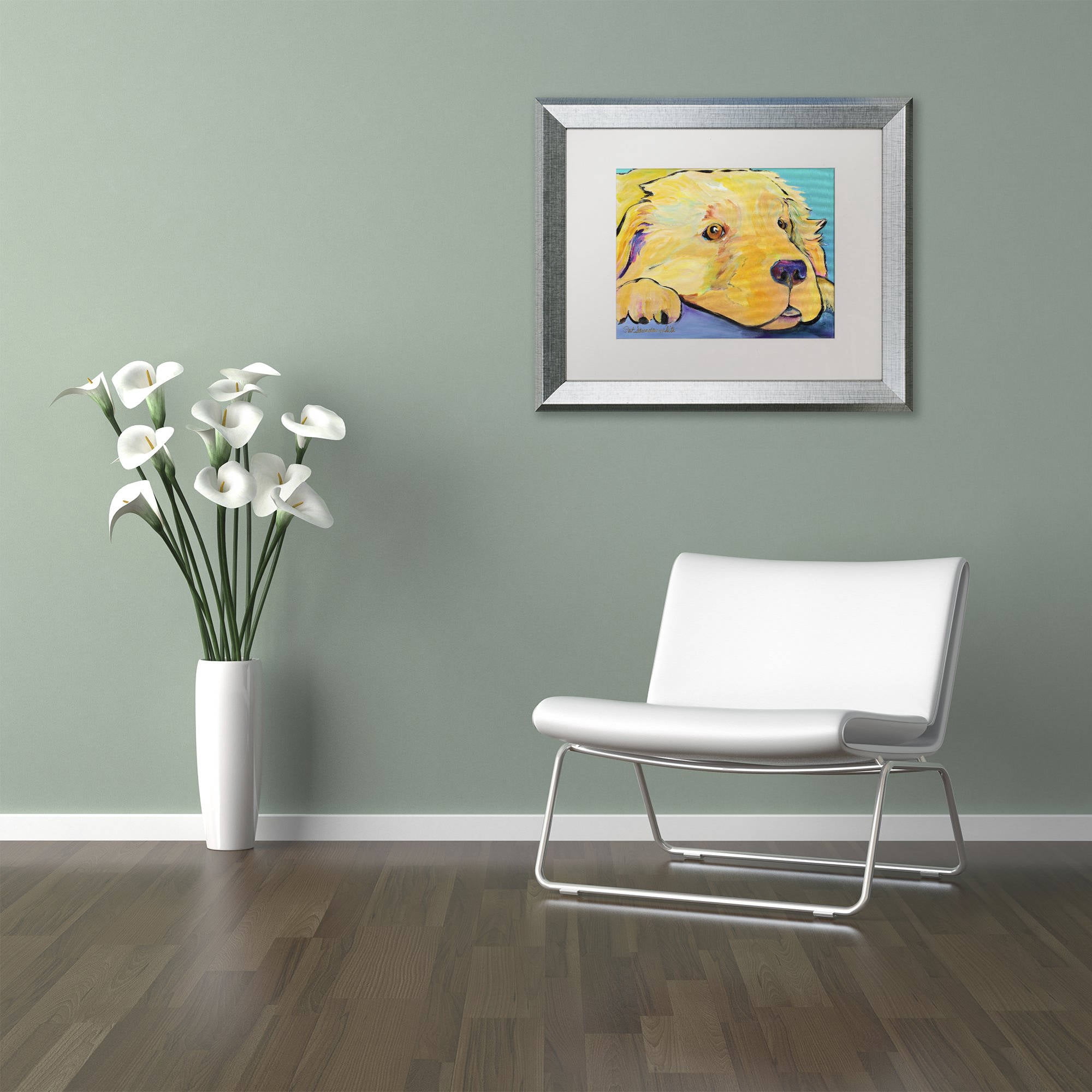 Trademark Fine Art "Baby" Canvas Art by Pat Saunders-White, White Matte, Silver Frame