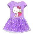 thumbnail image 3 of Hello Kitty nuevo vestido de estilo europeo y americano para niñas falda de princesa de manga corta de hilo de red de estrella y Luna de algodón para niños, 3 of 5