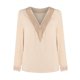 thumbnail image 5 of Moda mujer encaje sólido manga larga encaje patchword V cuello camisa blusa Fridja  FKASFK3893, 5 of 8