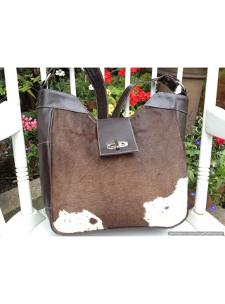 Huntley Equestrian Leopard Hair on Hide Tote Handbag