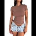 thumbnail image 2 of Camisetas Básicas para Mujer, Tops de Verano 2025, Camisetas de Corta, Ajustadas, Ropa para Hacer Ejercicio en el Gimnasio. Color Café S, 2 of 8