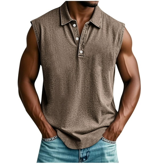 Men's Button Shirts Summer Casual Sleeveless Shirts Lightweight Wrinkle Free Henley ShirtsBig and Tall Vintage ShirtsBeach Vacation Resort Wear