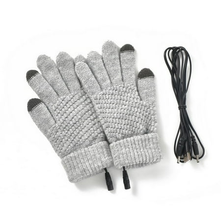 cdar 1 Set Electric Gloves USB Heating Touch Screen Washable Full Finger Winter Thermal Gloves for Home Gloves