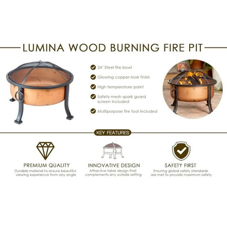 Fire Sense - Lumina Wood Burning Fire Pit - Copper