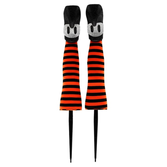 Witch's Boots Yard Stake Outdoor Decorations, Orange and Black, 18", 2 Count, Halloween by Way To Celebrate