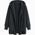 thumbnail image 2 of Fleece Hooded Jackets for Women Casual Warm Open-Front Sweater Cardigans with Pockets Solid Long Sleeve Outerwear (M, Black), 2 of 6