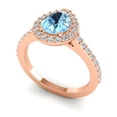 thumbnail image 2 of Diamond-Capitals 1.35 Ct Stylish Natural Diamond Aquamarine Gemstone Bridal Ring for Women 14K Rose Gold Size 6, 2 of 8