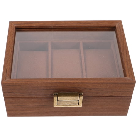 FELTECHELECTR 1 Watch Box for Storage Dark Brown Walnut Wood with Dustproof Function