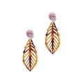 thumbnail image 2 of Delight Jewelry Acrylic Large Leaf Orange Brown Pink Crystal Clip on Earrings, 2 of 5