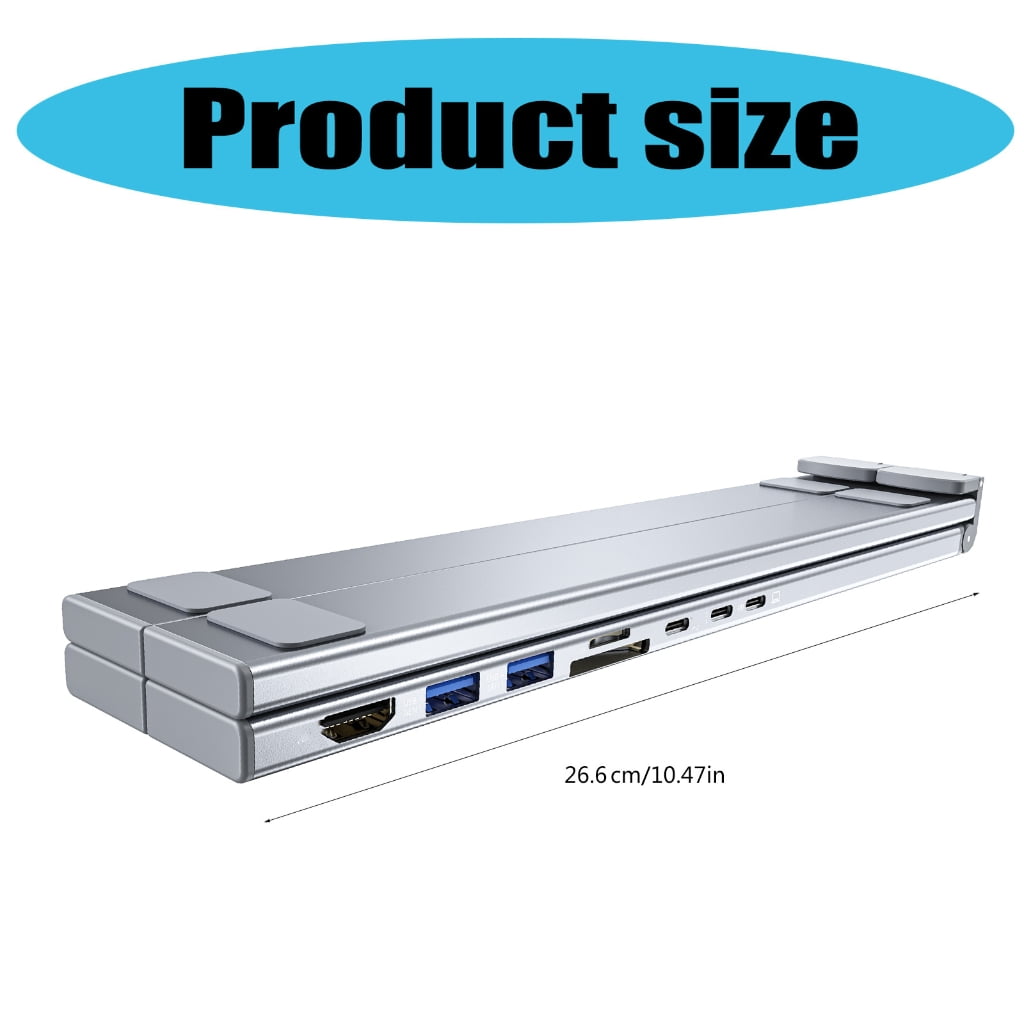 8 in 1 Aluminum Laptop Stand Hubs with 4K USB C Port and PD100W Fast Charging for Tablets and Notebook