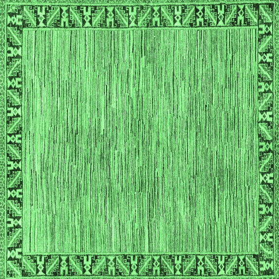 Ahgly Company Indoor Square Abstract Emerald Green Modern Area Rugs, 3' Square