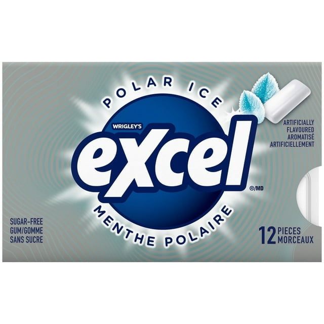 EXCEL, Polar Ice Flavoured Sugar Free Chewing Gum, 12 Pieces, 1 Pack, 1 Packet, 12 Pellets
