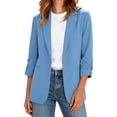 thumbnail image 2 of Drovellove Plus Size Women's Casual Blazer with Pockets Three Quarter Sleeve Lapel Collar Solid Color Work Jacket - Breathable Office Professional & Weekend Layering Essential, 2 of 9