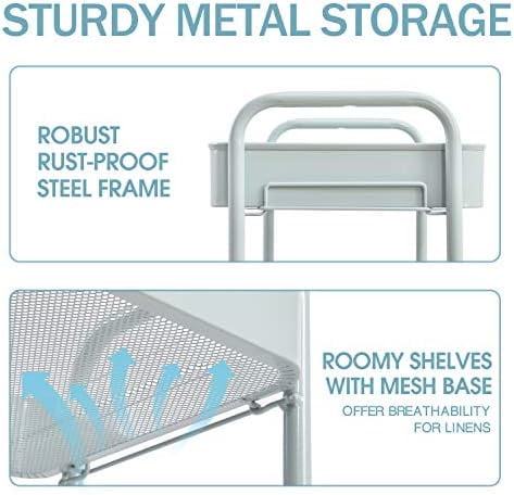 3-Tier Metal Rolling Cart with Wheels, Storage Utility Organizer Cart for Kitchen, Bathroom, Office, Baby Essentials & Makeup - Lockable Casters, Easy Assembly, Large Capacity, Green
