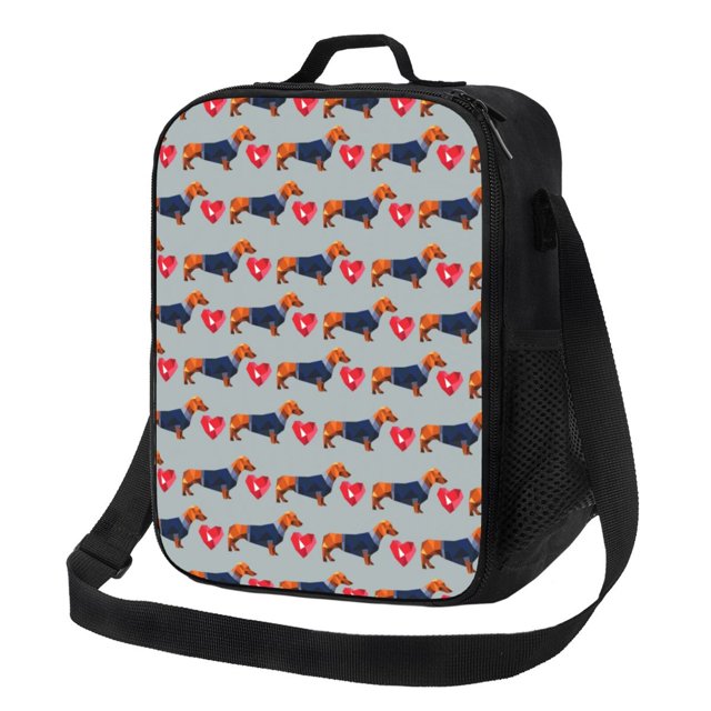 Balery Dachshund Dog Heart Caja de Almuerzo y Bolsa de Almuerzo para Hombres y Mujeres, Bolsa de Almuerzo Reutilizable con Gran Capacidad, Bolsa de Almuerzo Aislada