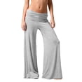 thumbnail image 4 of Pants for Women Coral Fold Over Yoga Pants Solid Wide Leg Loose Fit Ruched Waist Pants for Yoga Sports Everyday Yoga Pants Women, 4 of 8