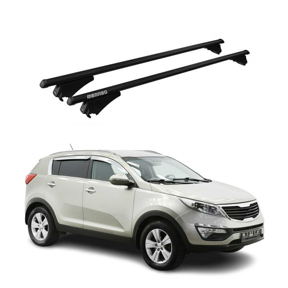 OMAC Top Roof Racks Cross Bars for Kia Sportage 2011-2014 Black Aluminium 2 Pcs Anti-Theft for Travel Kayak Canoe Surf Ski Snowboard Camping