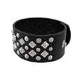 thumbnail image 2 of Black Vinyl Wristband with Chrome Pyramid and Round Studs 8.75 Inches Long, 2 of 5