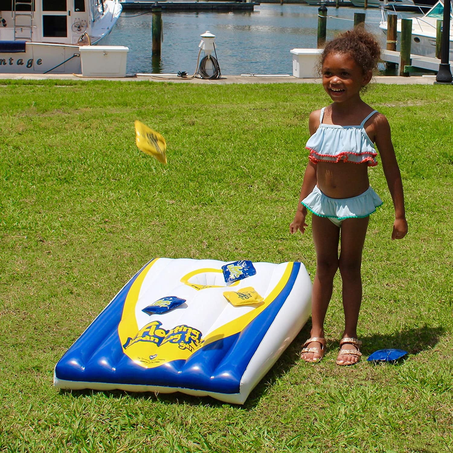 Driveway Games Floating Bean Bag Toss Inflatable Cornhole Game for Pool