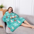 thumbnail image 5 of Oversized Wearable Blanket Hoodie,Turquoise Christmas Tree Pattern Sherpa Blanket Hoodie with Super Pockets,Super Warm Fuzzy Pullover for Women & Men, 5 of 6